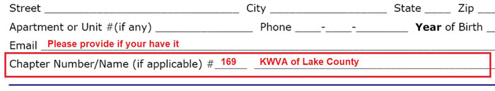 Print KWVA registration form